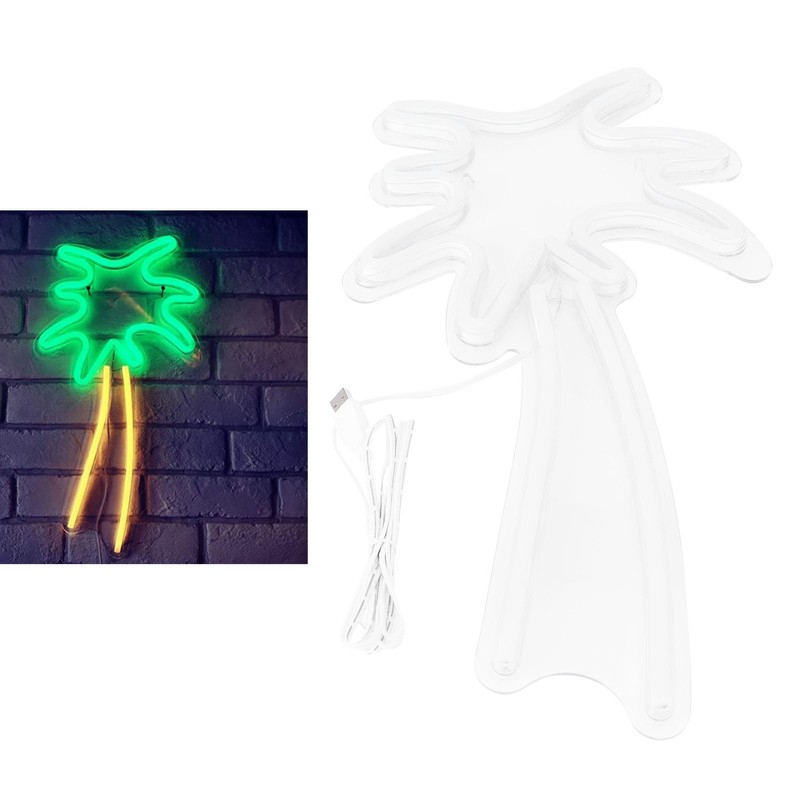 LED Neon Sign Light Coconut Tree Shape Wall Hanging USB