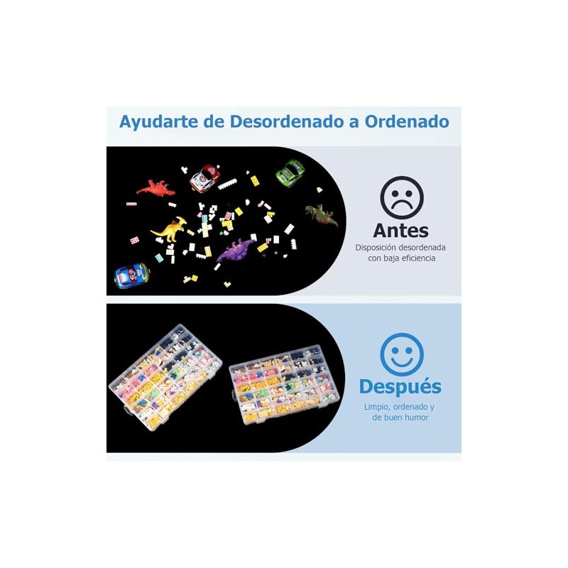 2piezas Cajas organizadoras de plástico transparente de 36 rejillas