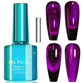 KAHSOSE Dark Purple Cat Eye Gel Polish, 12D Cat Eye Gel Nail Polish with Magnet, Magnetic Cat Eye Gel Nail Polish, Dark Cat Eye Nail Polish, Long Lasting Magnetic Nail Polish Gel for All Seasons