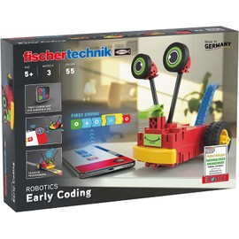 fischertechnik 559889 ROBOTICS Early Coding, Kit for Children from 5 Years, Experiment Box for 3 Robot Models, for Building & Programming, with Motors & Sensors