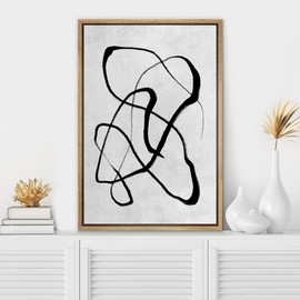 SIGNWIN Framed Canvas Print Wall Art Mid-Century Dark Paint Stroke Swirls Abstract Shapes Illustrations Modern Art Minimal Relax/Calm Multicolor for Living Room, Bedroom, Office - 24"x36" Natural