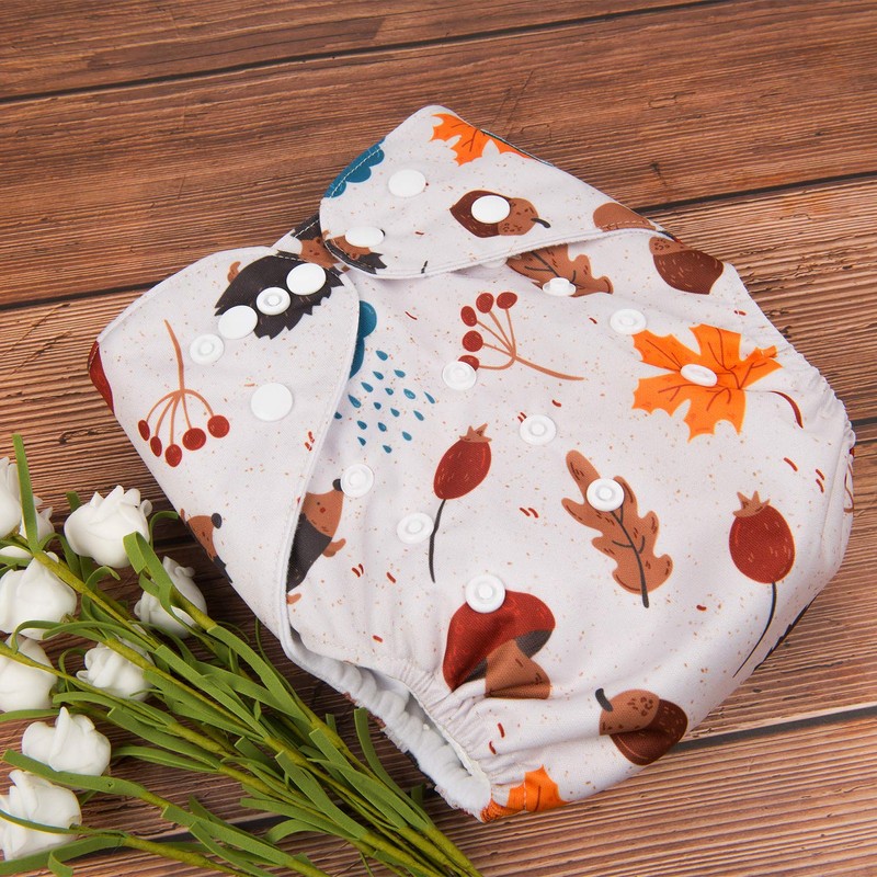 babygoal Reusable Cloth Diapers 6 Pack+10pcs Inserts, One Size Adjustable