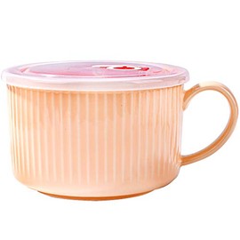 Microwavable Soup Bowl with Handle and Lid, Cereal Bowls for Oat Instant Noodles, Snacks (Blue)