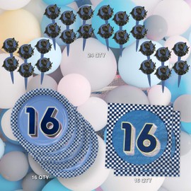 Havercamp - Fiesta de cumpleaños 16 para 16 invitados | platos, servilletas y púas de fiesta con impresión de papel de lujo y picas de bulldog fresco