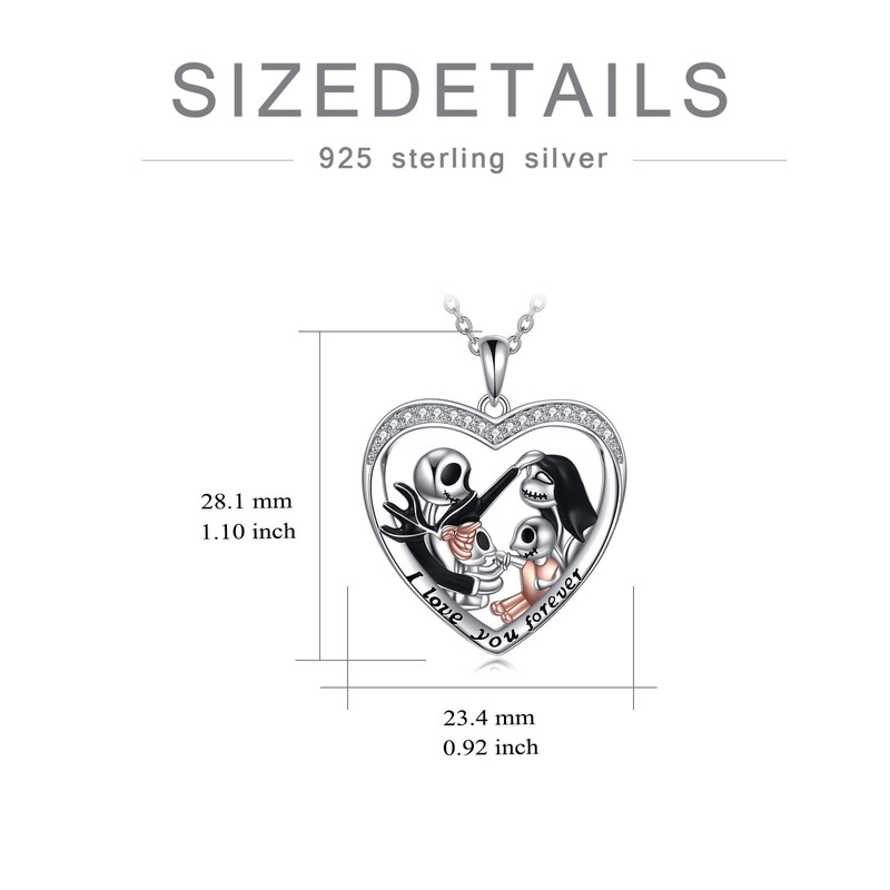 LILALO Nightmare Necklace Sterling Silver Jack and Sally Necklace Jack