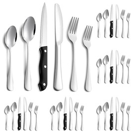 Juego de Cubiertos de 36 Piezas para 6 Personas, Set de Cubiertos de Acero Inoxidable Premium Grado Alimenticio, Incluye Cuchillos para Carne, Cuchara