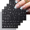 Metallic Silver Nail Art Stickers 3D Self-Adhesive Nails Stickers Bohemian