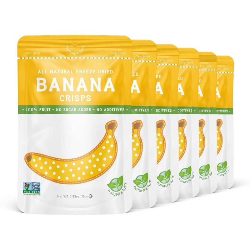 Delicious Anytime Freeze-Dried Banana Crisps - 6 Pack for Guilt-Free