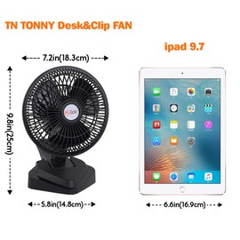 TN TONNY Convertible 6-Inch Desk & Clip on Fan Two Quiet Speeds, Household Table Clip on Fans AC Personal Desktop Fans with 6 Feet Cord, Ideal for The Home, Office, Dorm, Black