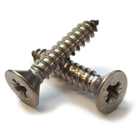 No.6 x 1 1/2" (3.5 x 38mm) A4 316 Stainless Steel Marine Grade Pozi Countersunk Self Tapping Screws,30 pack