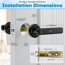 Zengtumy Fingerprint Door Lock, Door Locks for Bedrooms, Biometric Door Lock with Fingerprint/Password/Key/IC Card-Smart Door Lock for Home, Hotel, Office, Apartment