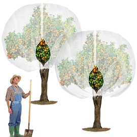 SWANGSA 2 Pack 10Ft x10Ft Large Fruit Tree Netting Cover with Zipper and Drawstring, Birds and Squirrels Barrier Netting Mesh for Garden Protection