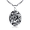TRISHULA Santa Muerte Necklace 925 Sterling Silver Skull Santa Necklace