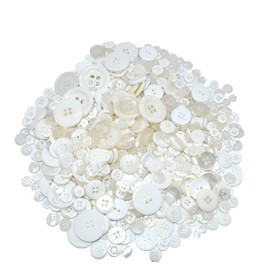 650 PCS Assorted Size Resin Round Buttons DIY Craft Sewing Decorations for Kid's Painting (White)