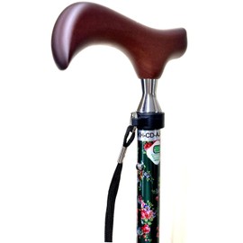 ケイ・ホスピア 【 ステッキ 愛杖 Eシリーズ 折りたたみタイプ 】 花柄・グリーン E-255B
