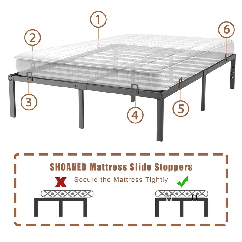 SHOANED Adjustable Non Slip Mattress Gaskets for Metal Bed Frame