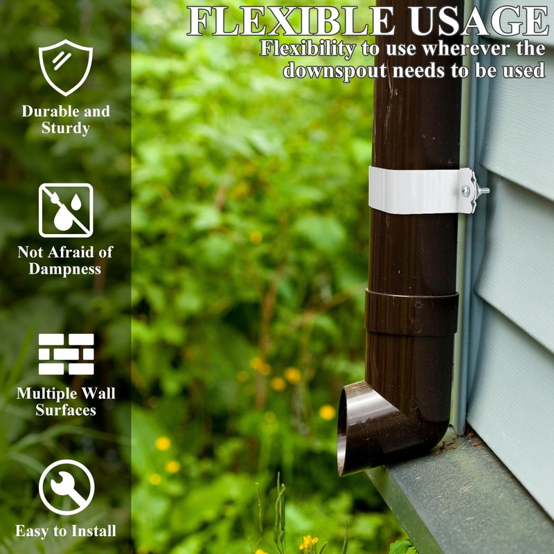 Hicarer 6 Sets Gutter Downspout Straps 2x3 and Downspout Wall