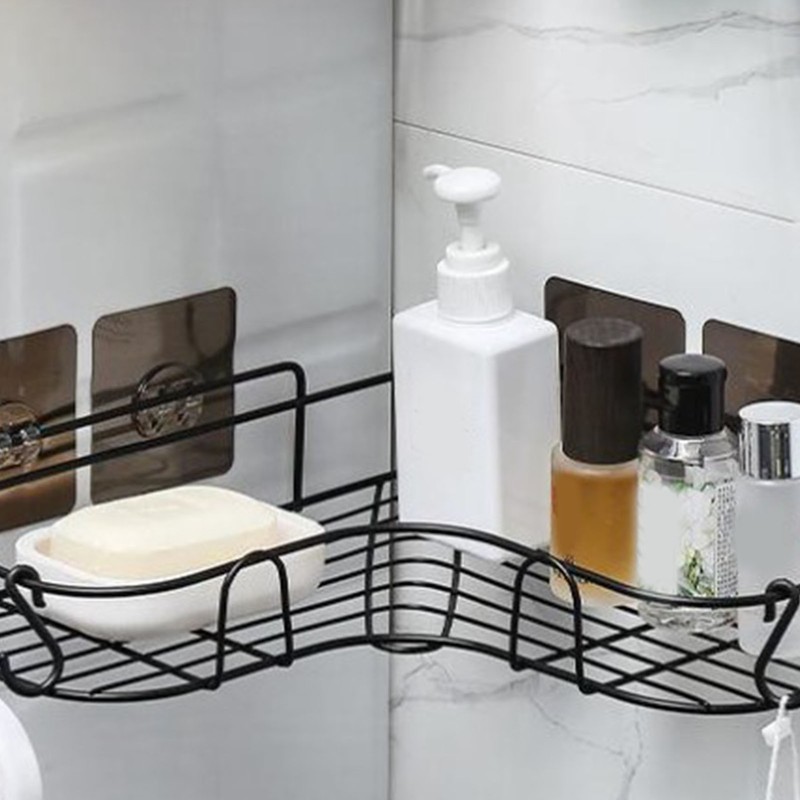 2PCS Corner Storage Rack Triangular Shower Organizer Shelf Wall Mount