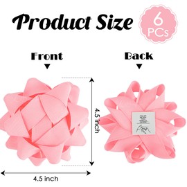 LiBongTa 4.5 Inch Pink Bow for Gift, Pink Bow Decor, Grosgrain Ribbon Present Bow, Christmas Bow for Gift Wrapping, Decorative Bow, Self Adhesive Bows, Gift Bow Assortment, Pack of 6