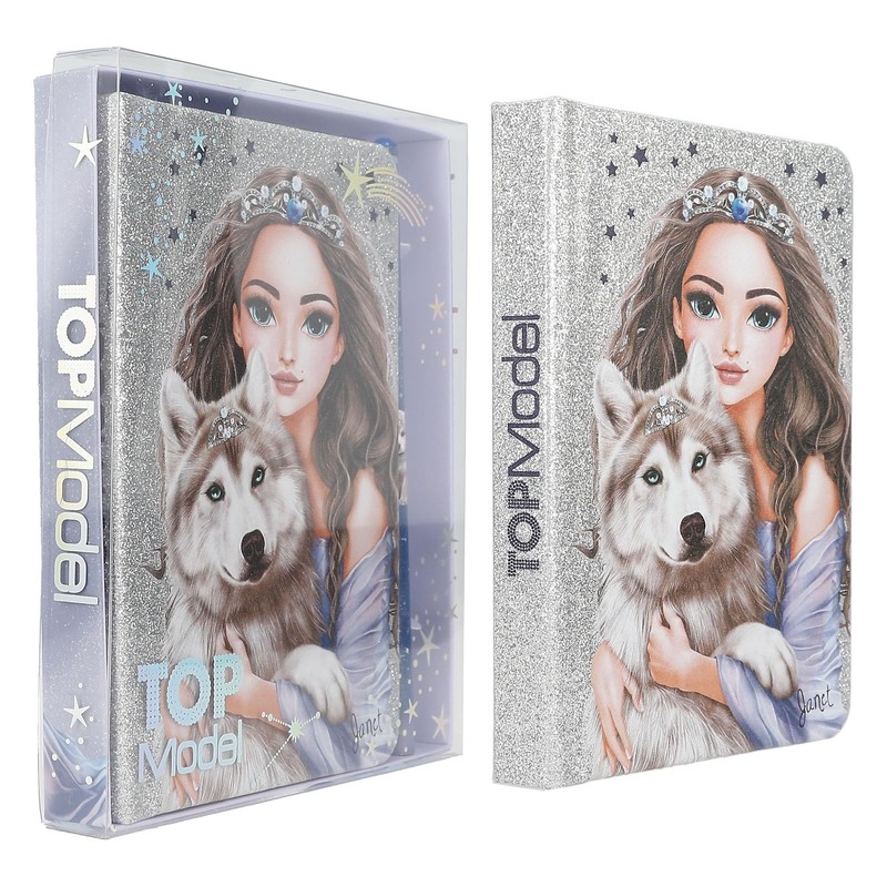 Depesche TOPModel 13176 Glitter Silver and Blue Notebook with Wolf