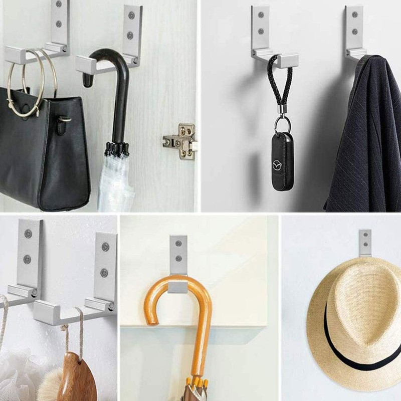 Aluminium Wall Mount Hooks, Clothes Hooks, 90° Foldable Headphone Holder,