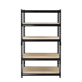 Juggernaut Storage 36"W x 18"D x 72"H 5-Shelf Steel Shelving, Hammertone, SS3618-5BLKAMZ