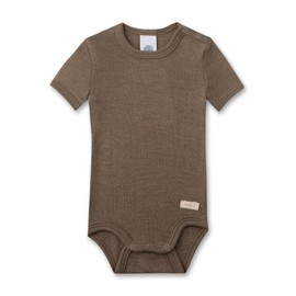 Sanetta Bodysuit Half Sleeve Beige Wool & Silk | High Quality and Sustainable Bodysuit for Girls and Boys Made of Wool/Silk Mix Baby Bodysuit, beige