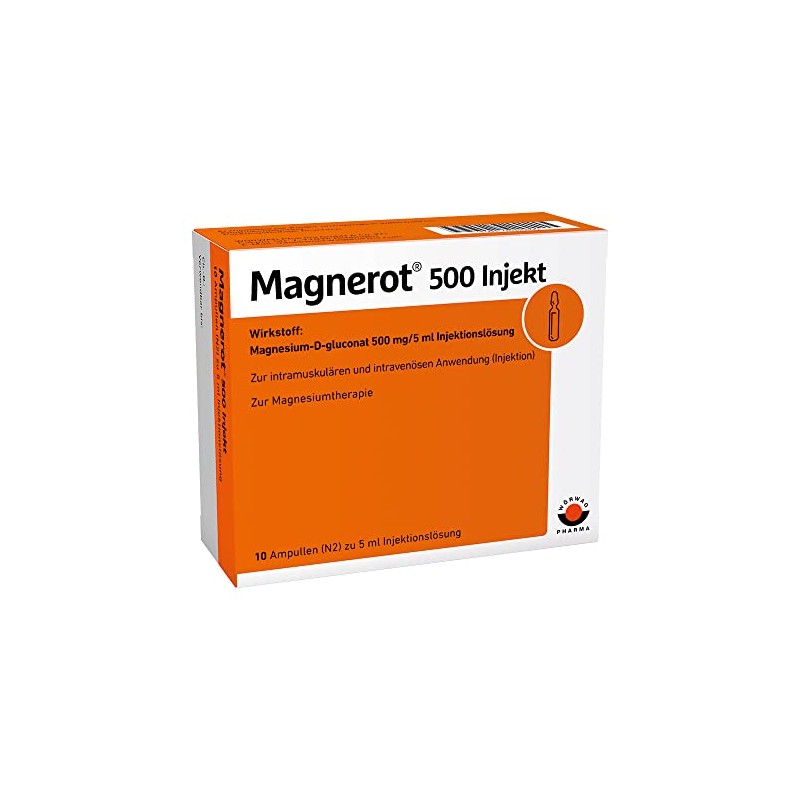 Magnerot® 500 Injects with Magnesium Gluconate, 10 Amp. 5 ml