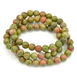 Paialco 8mm Unakite Gemstone Stretch Beaded Bracelet, Pack of 3