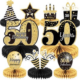 9 Pieces 50th Birthday Decoration 50th Birthday Centerpieces for Tables Decorations Cheers to 50 Years Honeycomb Table Topper for Men and Women Fifty Years Birthday Party Decoration Supplies(50th)