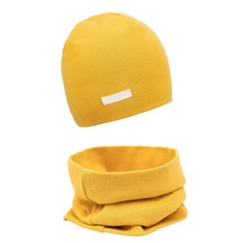 FORUHOO Girls' Hat Set with Scarf Children's Beanie for Autumn Winter Cotton Pack of 2, Scarf set: yellow