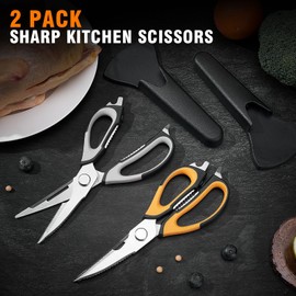 2 Pack Kitchen Scissors All Purpose Set with Magnetic Holder, Heavy Duty Kitchen Shears for Meat,Vegetable,Chicken,Fish,dismountable cooking scissors