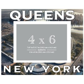R and R Imports Queens New York Souvenir Wooden Photo Frame Matted 4 x 6 Inch - Full Color Destination Design Keepsake Single