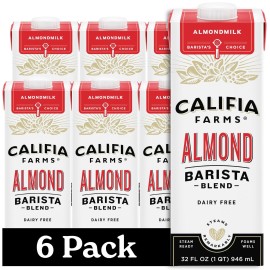Califia Farms Almond Barista Blend Dairy Free Milk Substitute 32 Fl Oz Pack of 6