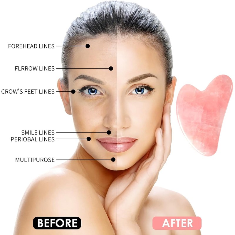 Sha Facial Treatment with Rose Quartz Heart Shape Guasha Board