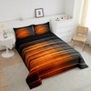 Feelyou Orange and Gray Striped Bedding Set Queen, Geometric Abstract