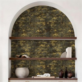 17.3" x 393.7" Metallic Wallpaper, Gold and Black Peel and Stick Wallpaper for Luxury Home Decor Furniture & Walls, Renter Friendly, Self-Adhesive, Waterproof Vinyl