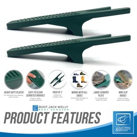 Boot Jack Welly Boot Remover − Durable and Weatherproof Boot Puller with Scraper, Ideal for Removing Wellingtons, Riding or Walking Boots, and Muddy Shoes Without Bending (Pack of 2)