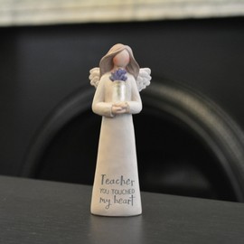 Feather & Grace Holding Flowers in Clear Vase, Figurine for Teachers, Memorial Statue for Home or Room Decor, Guardian Angel Ornament As Inspirational Gifts for Her-Resins-Multi, one Size