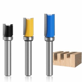 Wjelet Pack of 3 8 mm Flush Cutter Shaft Milling Cutter Router Cutter Ball Bearing Top High-Quality Ent Flush Cutter for Wood Cutting