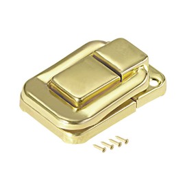 uxcell Toggle Latch, 38mm Retro Style Yellow Decorative Hasp Jewelry Suitcase Box Catch w Screws, Pack of 4