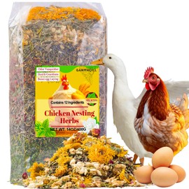 14Oz Chicken Nesting Herbs Flowers - 400 Grams Poultry Blend Herbs 12 Premium Nesting Box Herbs for Chicken Coop Refresher Boost Egg Laying Hens Herb Supplement for Backyard