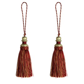 HedongHexi 2 Pack Tassel Key Tassel with Loops, Handmade Tassel Craft, DIY Accessories for Home Decoration (Mix red, 2 Pack)