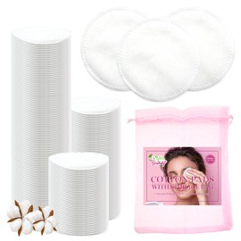 200pk Cotton Pads with Organza Storage Bag, Soft Face Cotton Pads Makeup Remover Pads Absorbent Face Pads Cleansing Pads, Eye Make up Remover Pads, Suitable as Cotton Wool Pads Baby Cotton Pad Organic