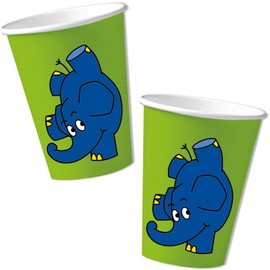 8 Party Cups "Die Sendung mit dem Elephant" for Children's Party and Children's Birthday Parties | Elephant Mouse Laugh and Nonfiction Stories Cups Paper Cups Children's Party Decoration Set