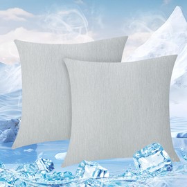 ATsense Cooling Cushion Cover, 80 x 80 cm, Set of 2, Double-Sided Cooling Fibre Pillowcase, Breathable, Q-Max > 0.4, Hair/Skin Friendly Cushion Covers, Summer, Silver Grey Cushion Cover with Zip