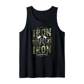 Iron Sharpens Iron Christian Camo Scripture Gym Workout Tank Top
