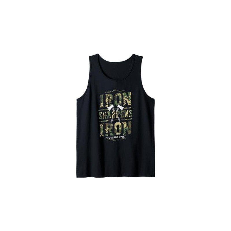 Iron Sharpens Iron Christian Camo Scripture Gym Workout Tank Top