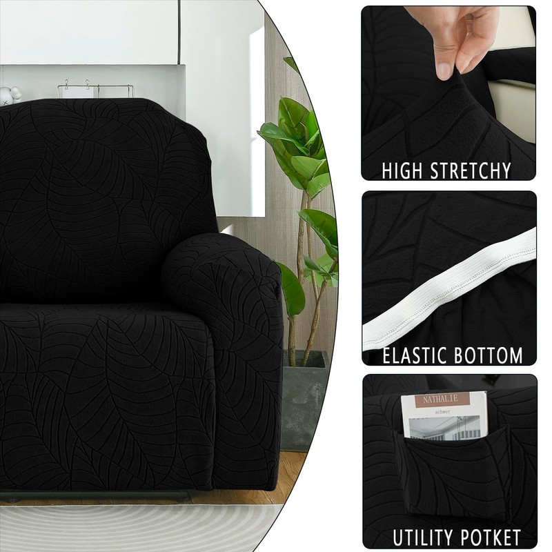 KELUINA 2024 New Jacquard Recliner Chair Covers, Stretch Polyester Spandex