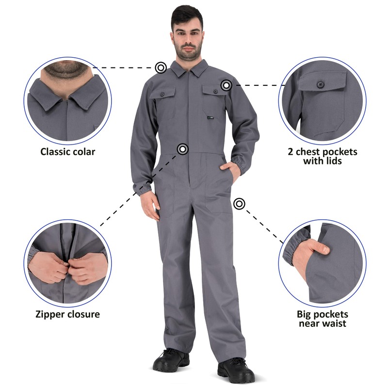 Bwolf Anax Men's Work Overalls, 100% Cotton Work Overalls with